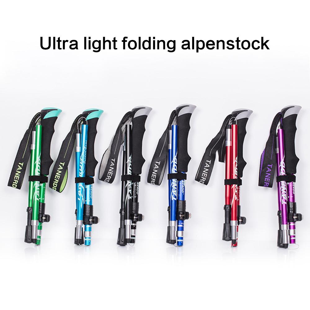 Изображение товара: Ultralight Aluminum Alloy 5Sections Telescopic Walking Stick Adjustable Trekking Alpenstock Climbing Hiking Pole Canes