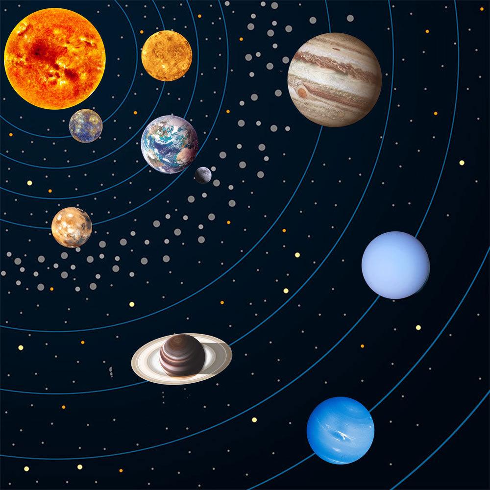 Изображение товара: Внешняя торговля, светящаяся луна, девять планет, солнечная система, светящиеся наклейки для детской комнаты, светящиеся наклейки на стену