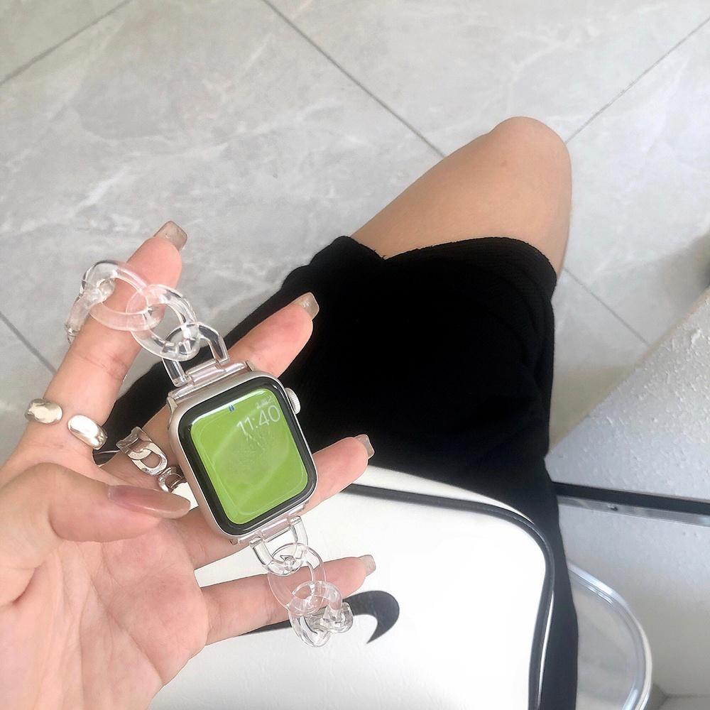 Изображение товара: Ремешок резиновый для iwatch 6 series 5 4 3/2 42 мм 38 мм, прозрачный стальной браслет для наручных часов 44 мм 40 мм, для apple Watch 6 5 4 ban