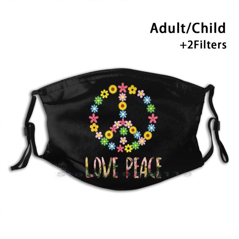 Изображение товара: Знак мира любовь 60S 70 Костюм хиппи Графический для взрослых и детей моющиеся смешное лицо маска с фильтром 1960S Hippie Peace символ любви