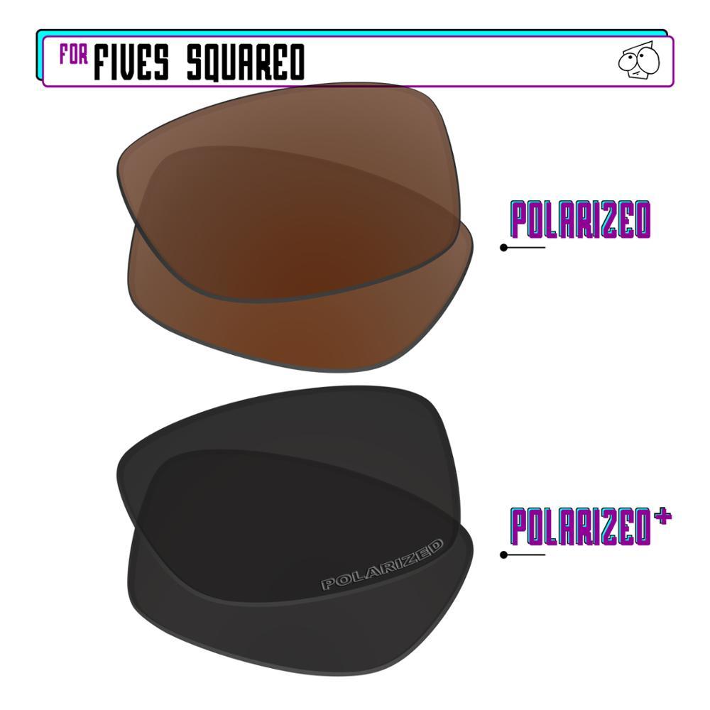 Изображение товара: Поляризованные Сменные линзы EZReplace для квадратных солнцезащитных очков Oakley Fives-черный P Plus-коричневый P