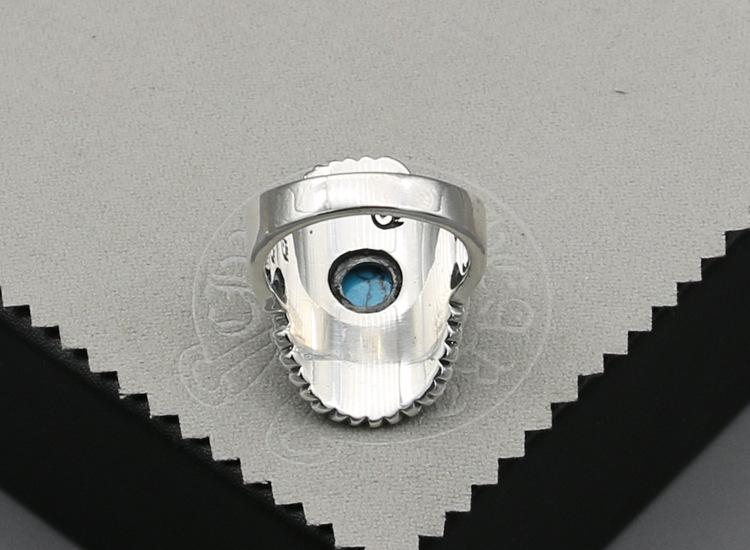 Изображение товара: Кольцо для среднего пальца из стерлингового серебра, ювелирное изделие для деловых мужчин, бирюзовое перо орла, тайское серебряное кольцо