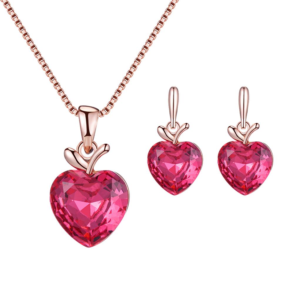 Изображение товара: Ожерелье с подвеской в форме сердца, серьги-гвоздики, очаровательный индийский комплект ювелирных изделий, роскошное украшение для женщин, бижутерия