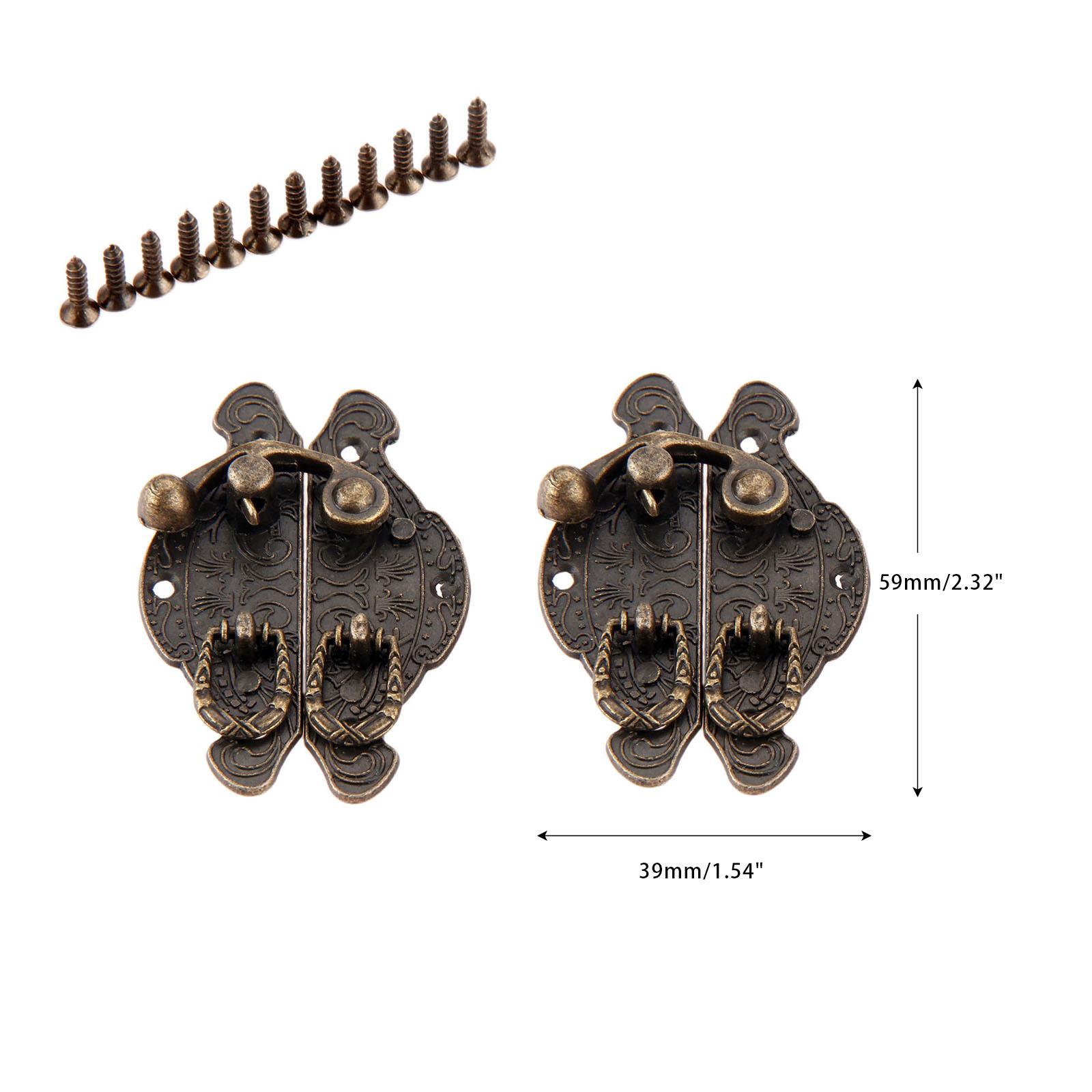 Изображение товара: 2 шт. винтажная коробка защелка застежки Античная Бронза Металлические изделия и декор ювелирные изделия Подарочная Деревянная Коробка крючок защелка с винтами 59*39 мм