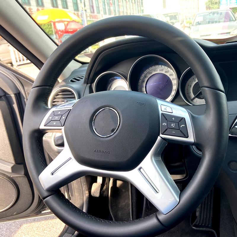 Изображение товара: Автомобильная Серебристая ABS рамка для руля накладка наклейка для Mercedes Benz C E GLK CLS M Class W204 W212