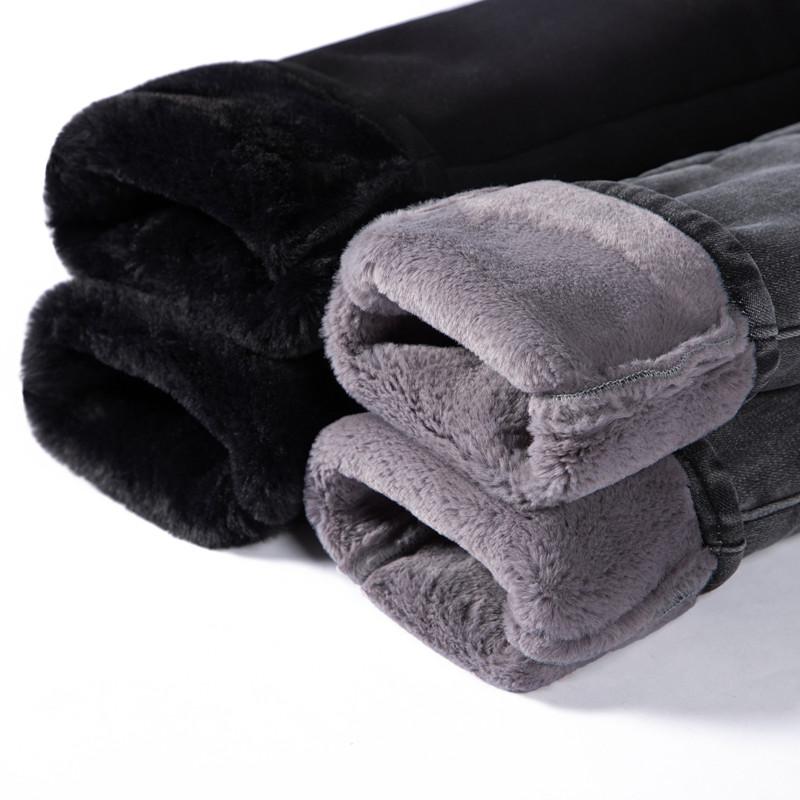 Изображение товара: Зимние толстые бархатные женские обтягивающие джинсы простые флисовые теплые с высокой талией облегающие Стрейчевые Женские повседневные узкие джинсовые брюки