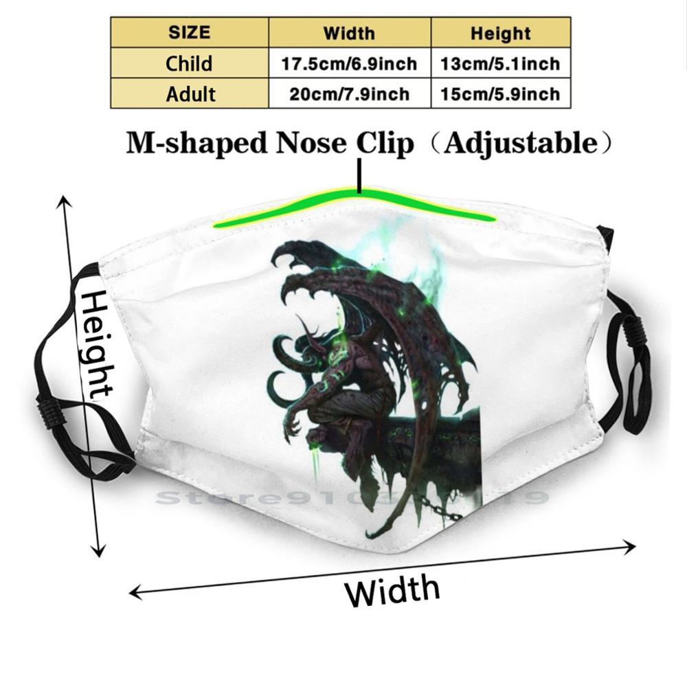 Изображение товара: Черно-зеленая многоразовая маска с фильтром Pm2.5 для самостоятельной сборки с принтом демонов, детская маска для игр, ММО, ролевая игра, альянс, гик, мморг, ботаник, забавная друида