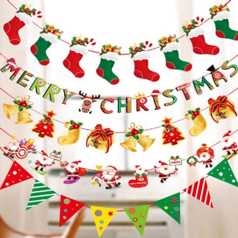 Изображение товара: 2,5 M Multi Стиль гирлянды Счастливого Рождества баннер Рождество вечерние Санта Клаус Лось дерево носок для дома Декор для дома и офиса