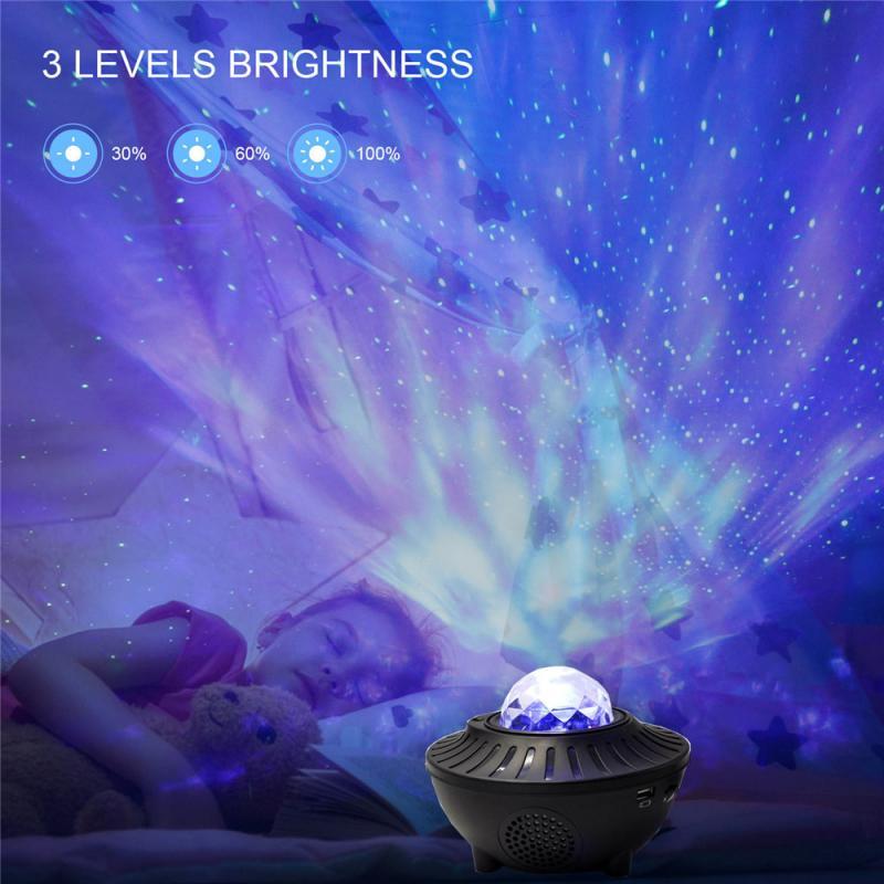Изображение товара: Светодиодный проектор «Звездная Галактика», «океанская волна», музыкальный ночник, комнатный декор, вращающиеся изображения звездного неба, светящаяся декоративная лампа для спальни