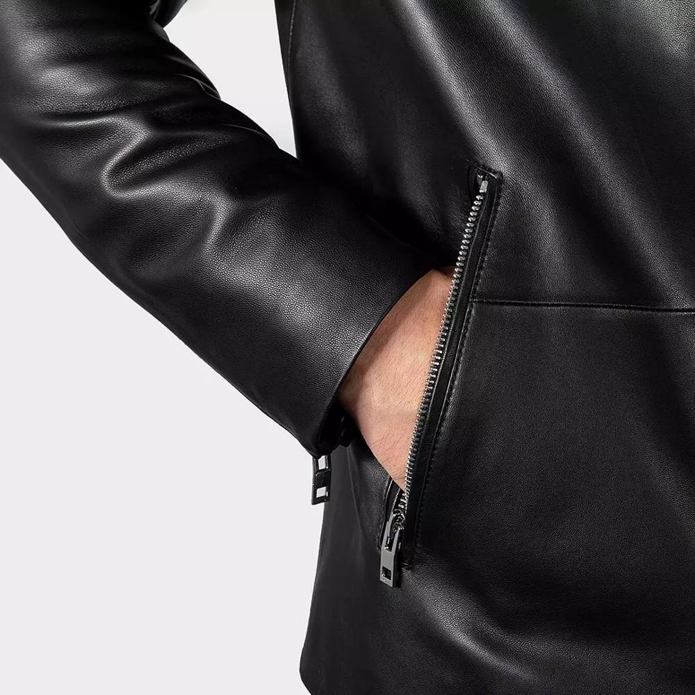 Изображение товара: Мужская кожаная куртка Youpin Qimian, Повседневная мотоциклетная куртка из искусственной кожи, мужская верхняя одежда, искусственная кожа, пальто, мужские куртки с воротником-стойкой