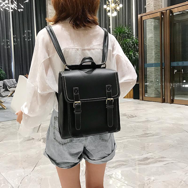 Изображение товара: Винтажный рюкзак для женщин, женская сумка из искусственной кожи, модный школьный ранец для девочек, удобная сумка на плечо