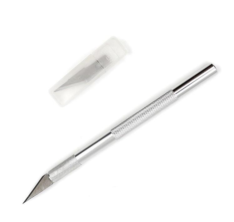 Изображение товара: 1 комплект, лезвие для скальпеля с металлической ручкой, нож для резки деревянной бумаги, ремесло, ручка для гравировки, принадлежности для резки DIY, универсальный канцелярский нож, нож