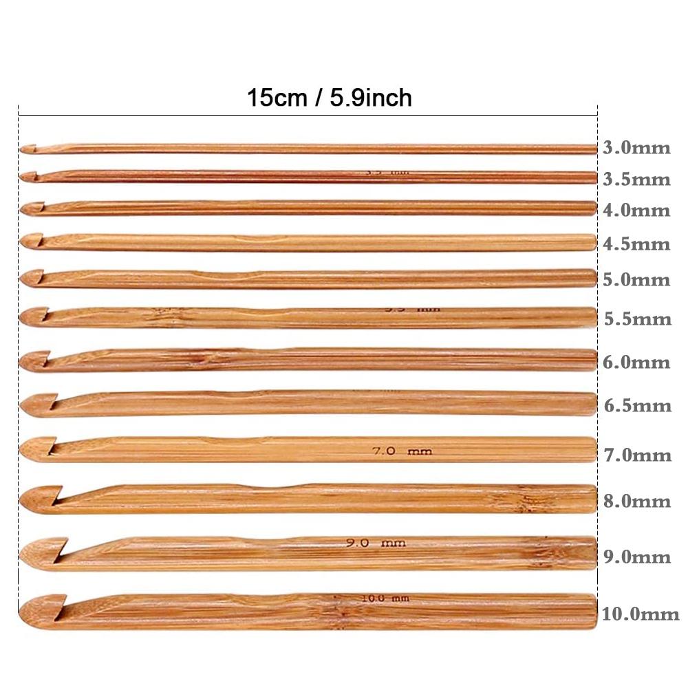 Изображение товара: 12 шт пряжа спицы 3-10 мм бамбуковый вязальный крючок наборы вязания спицы для плетения аксессуары для вязания