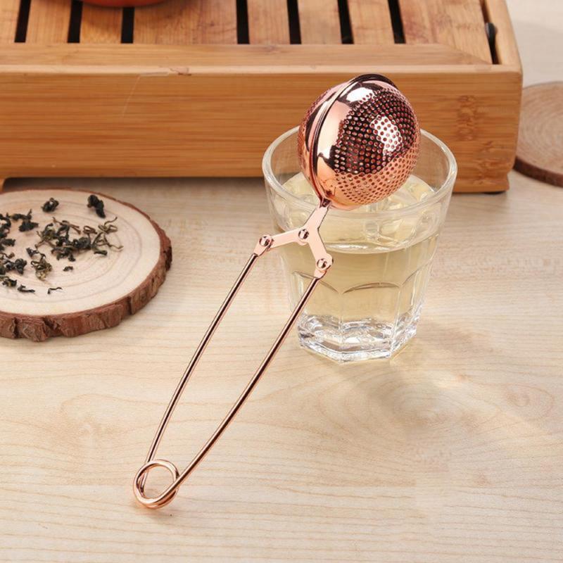 Изображение товара: Фильтрующее ситечко для кофе и чая, рассеиватель из нержавеющей стали в форме шара, розовое золото