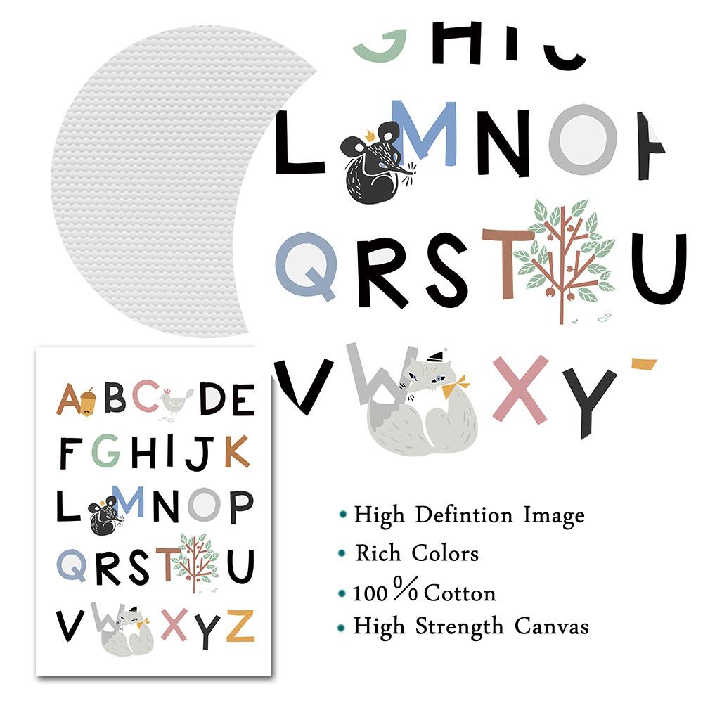 Изображение товара: Плакат с алфавитом, детские настенные художественные принты, радужные холсты, постеры, Детские картины с цифрами, декоративные картины для детской комнаты