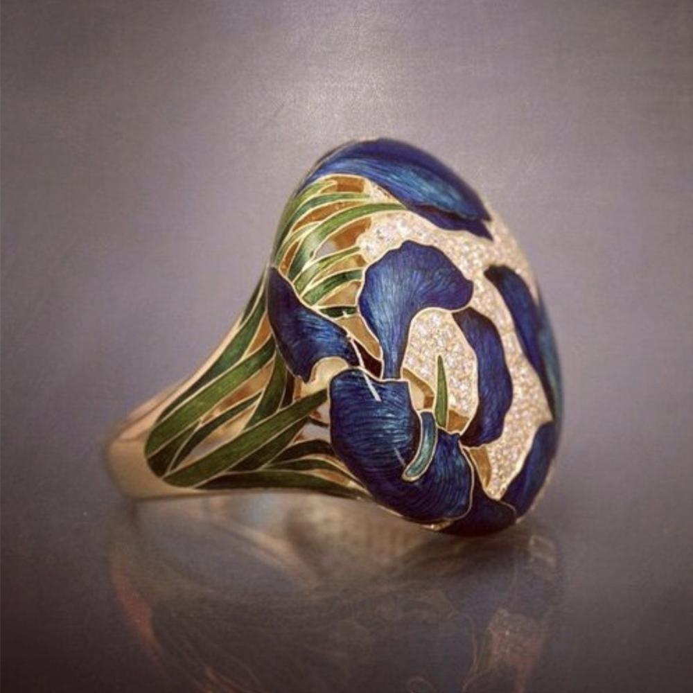 Изображение товара: Milangirl унисекс панк стиль синее кольцо в виде цветка, ювелирное изделие Ретро арабский унисекс палец кольцо