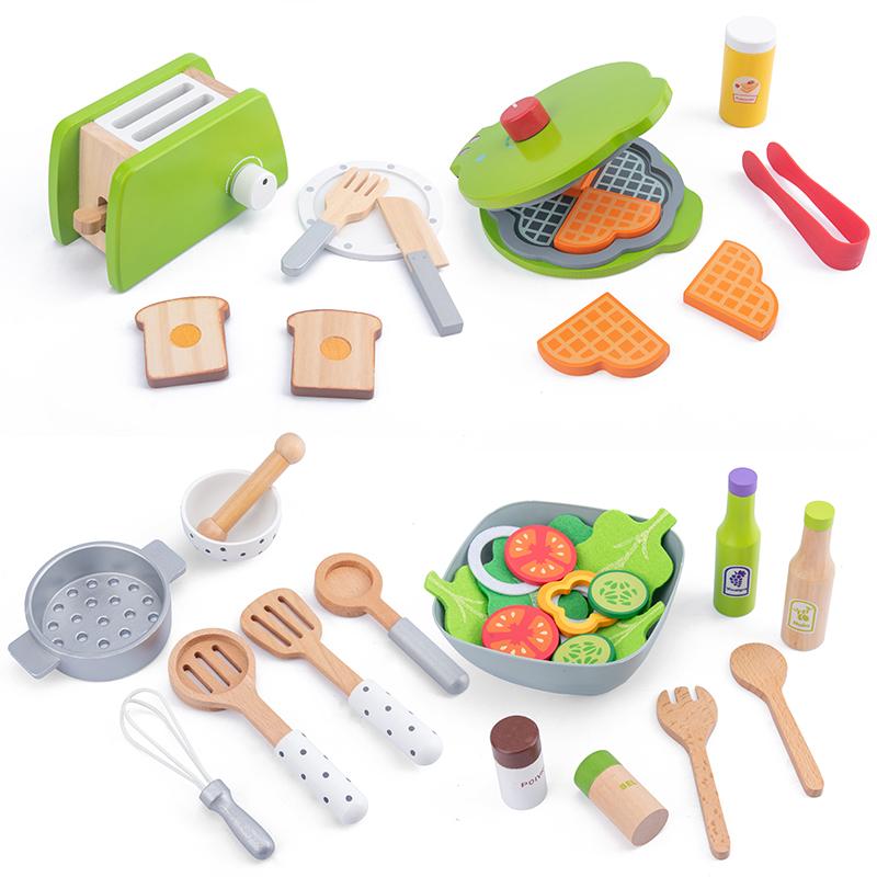 Изображение товара: Деревянные кухонные игрушки, ролевые игры, детский кухонный набор, резка, магнитные фрукты, овощи, миниатюрная еда, игрушки для девочек, развивающие игрушки
