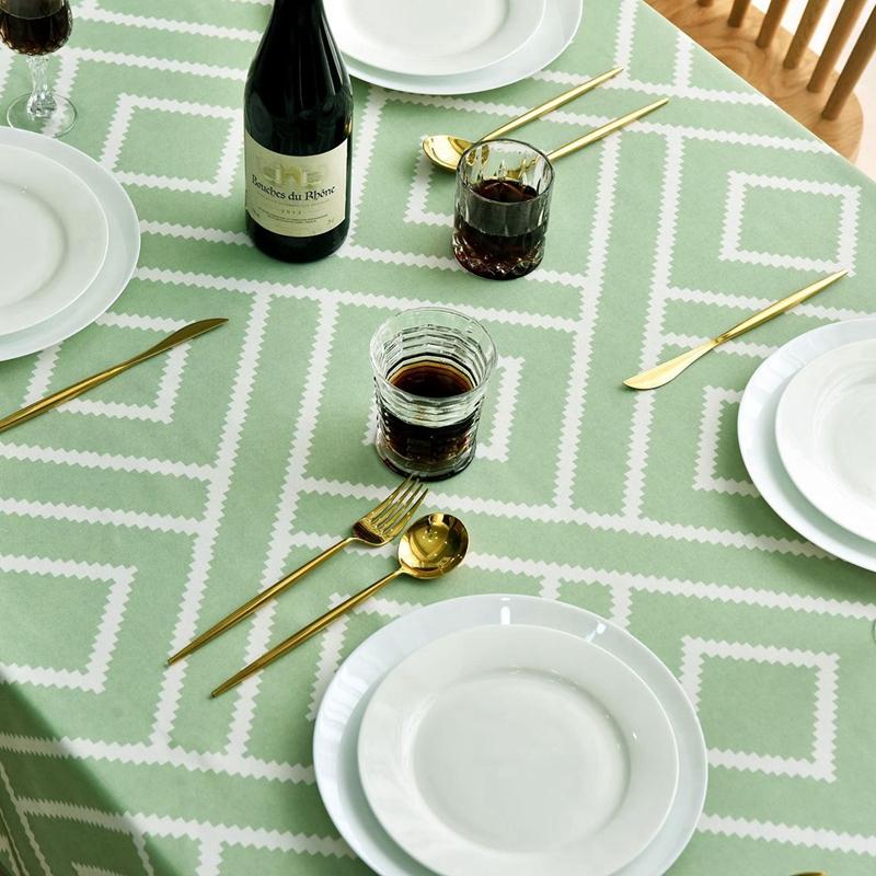 Изображение товара: Современные Геометрические прямоугольные скатерти Зеленые Серые скандинавские Инс для домашнего декора вечерние скатерти для обеденного стола ZB011F