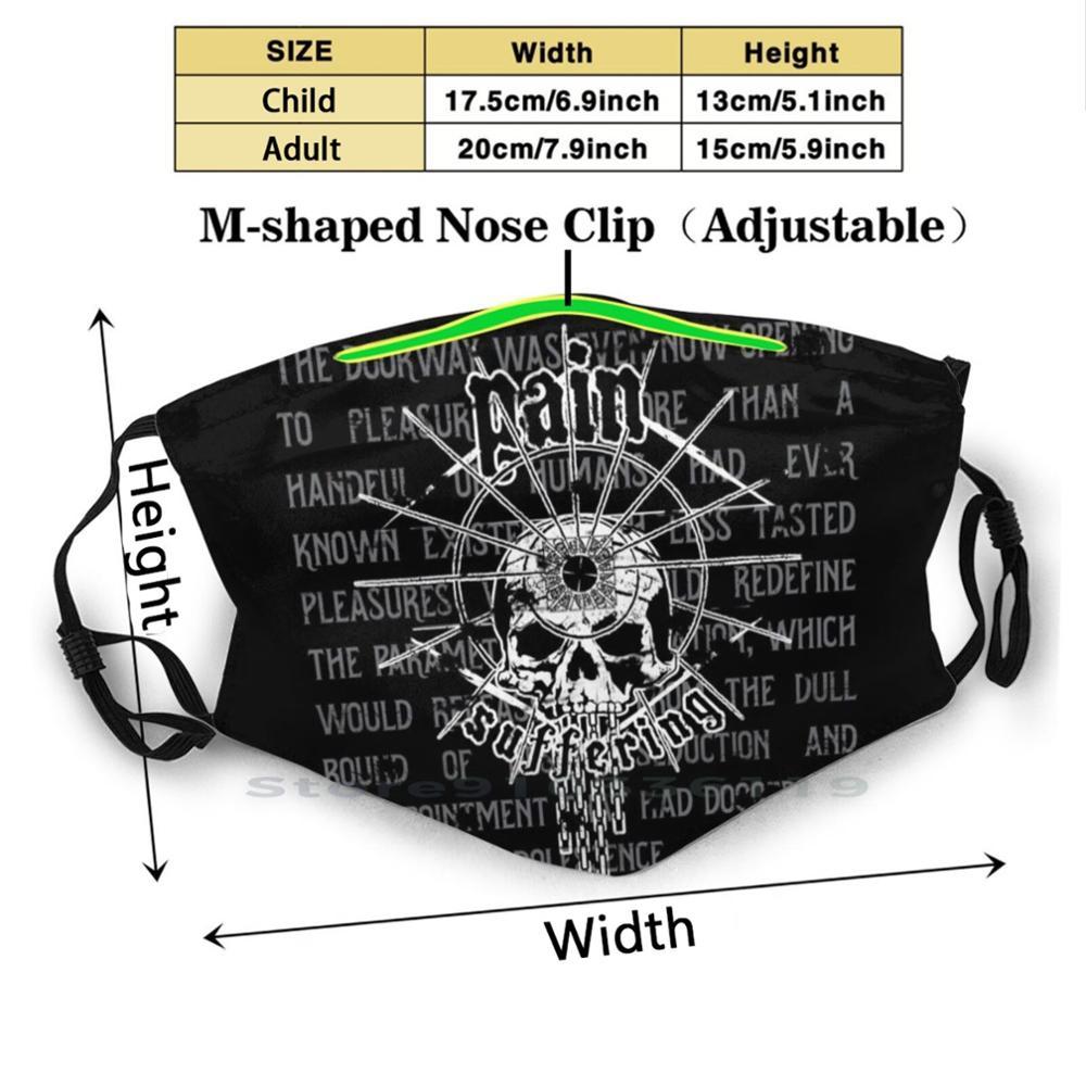 Изображение товара: Многоразовая маска с принтом в виде булавок, фильтр Pm2.5, детская маска для лица, ужас, булавка в виде сердца, цепочка