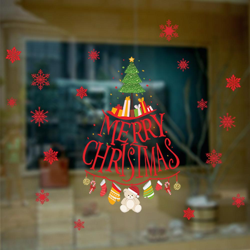 Изображение товара: Рождественская елка, наклейки на стену, наклейки на окно и стекло, виниловые рождественские украшения для дома, наклейки 2020, рождественские украшения, подарки