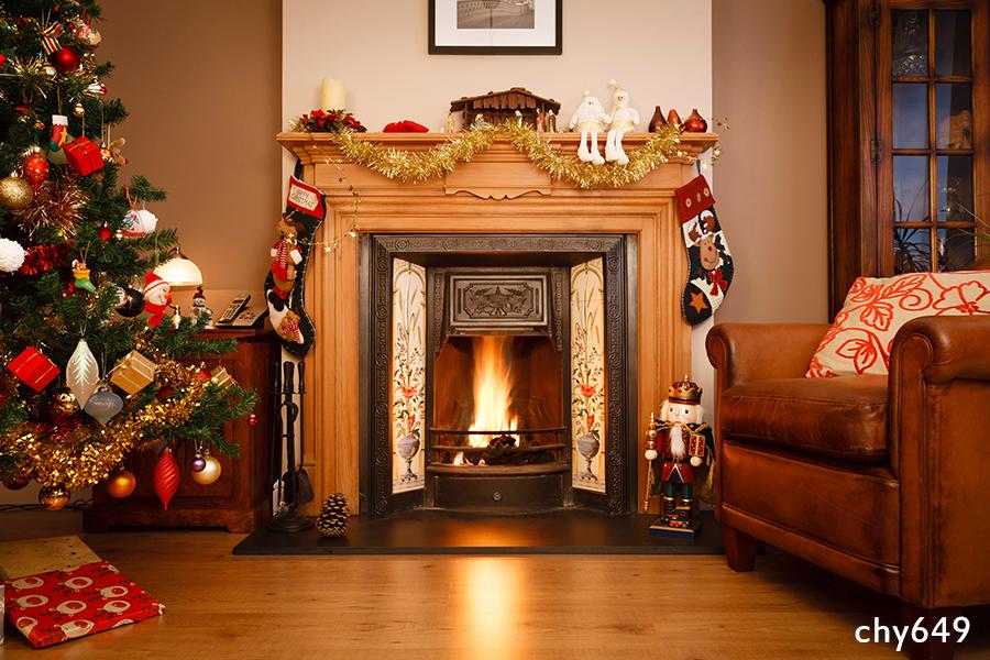Изображение товара: LEVOO рождевечерние чный фон Рождественская гостиная камин диван деревянный фон для фотосъемки фотобудка Фотостудия