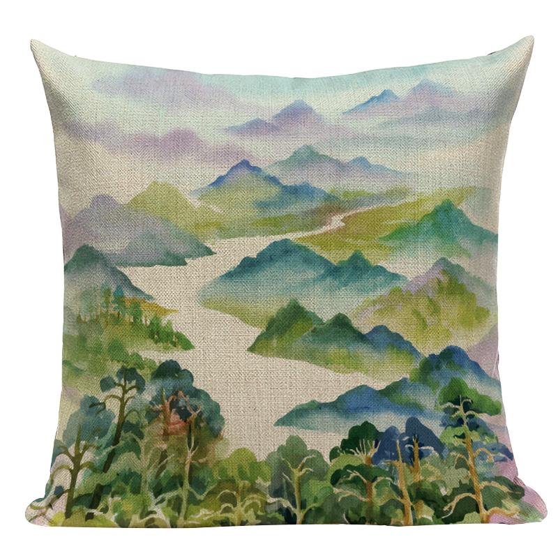 Изображение товара: Painting Landscape Design Cushion Cover Rural Natural Scenic Home Decor Bed Pillow Case Floral Decoration Cushions Cover Cojines