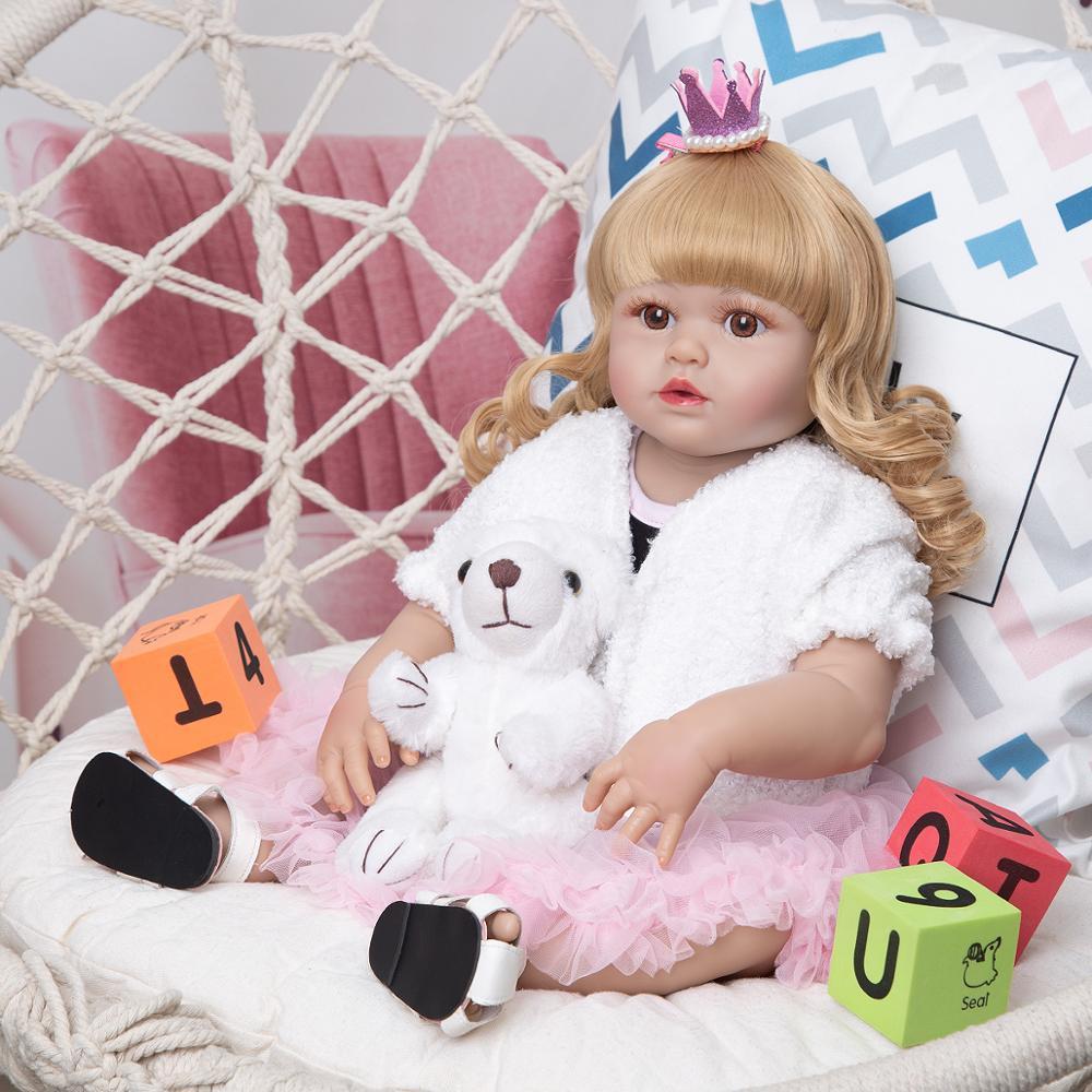 Изображение товара: KEIUMI Гавайская гитара 23 дюймов золотые волосы Reborn Baby Doll Силиконовые всего тела купаться Реалистичная Детская кукла «Принцесса» переделки подарок ребенку на день рождения