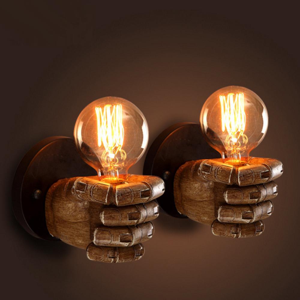 Изображение товара: Современная креативная полимерная светодиодная настенная лампа в виде кулака E27, 90-260 В, для гостиной, спальни, ресторана, бара, коридора