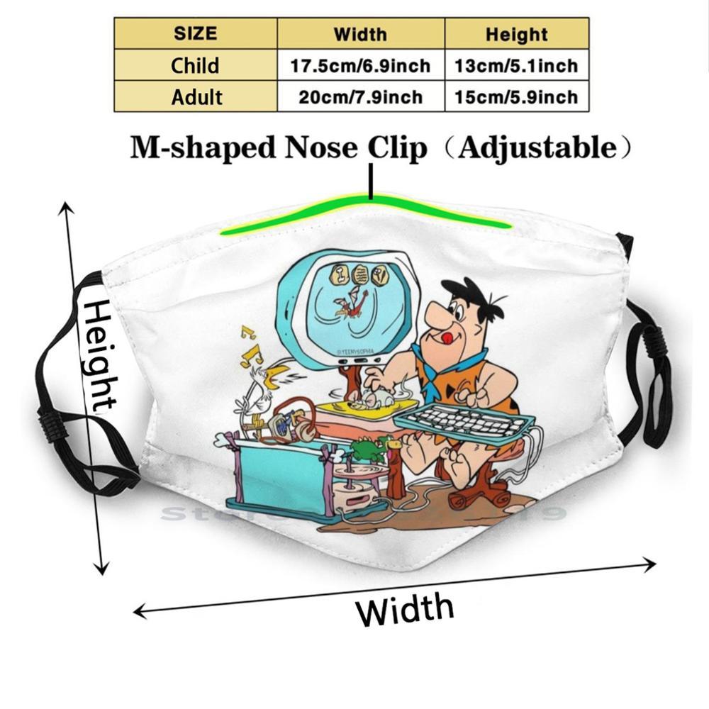 Изображение товара: Многоразовые фильтры Flintstone Pm2.5 для компьютерной печати, детская маска для рта «сделай сам», Фред флинстон, Мультяшные фильмы «Тоун Ханна Барбера», возраст камня