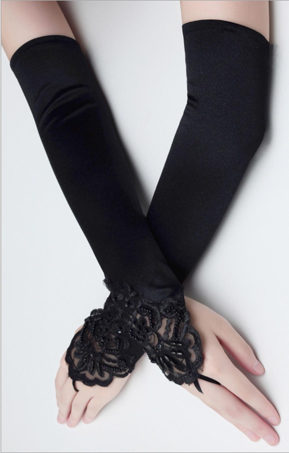 Изображение товара: 1 пара, женские кружевные перчатки без пальцев