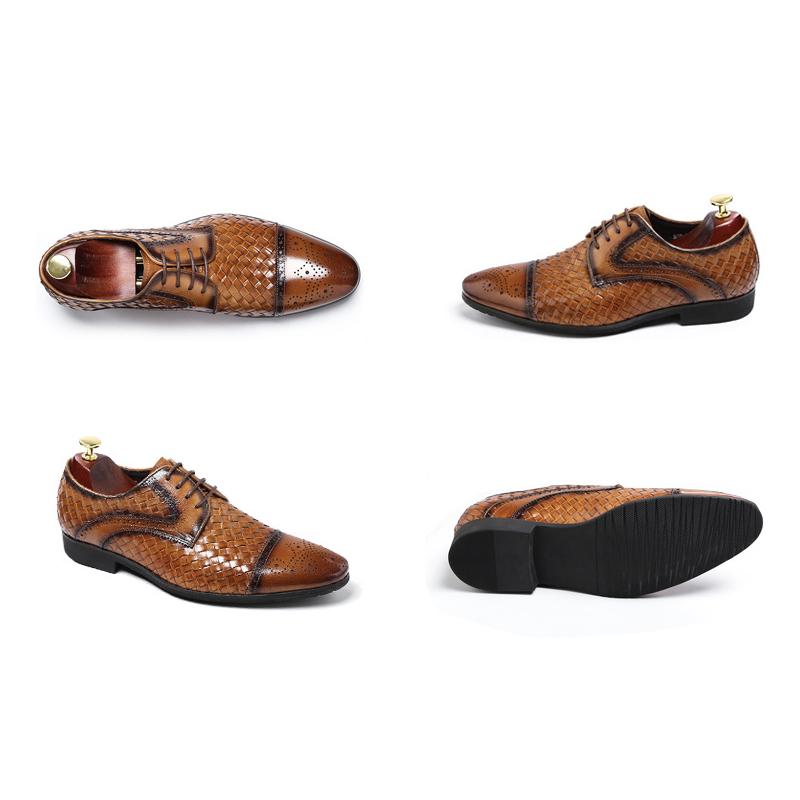 Изображение товара: Мужские модельные туфли ZFTL, мужские оксфорды, деловые туфли, мужские кожаные туфли с резным узором в британском стиле, 2020, плетеный из кожи
