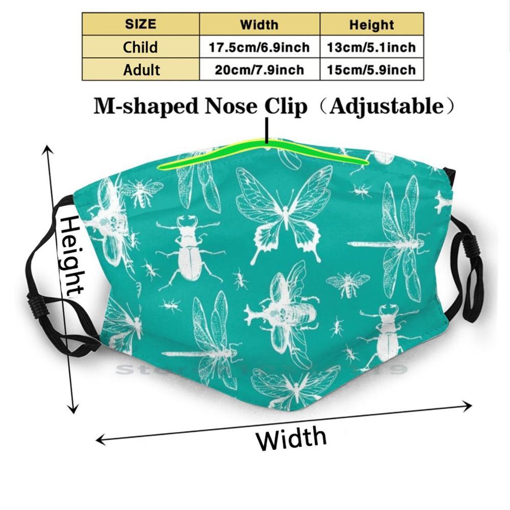 Изображение товара: Маска для лица для взрослых и детей моющаяся смешная маска для лица с фильтром насекомые многоразовые насекомые для рта насекомые пыль насекомые для здоровья насекомые Пыль для рта