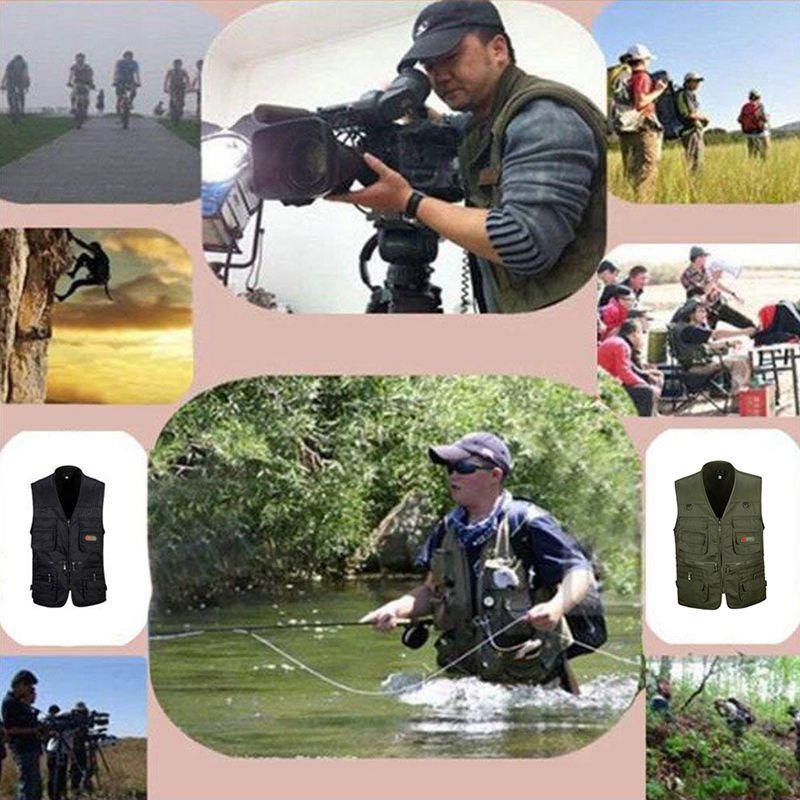 Изображение товара: Жилет Спасательный мужской, для спорта на открытом воздухе, рыбалки, с несколькими карманами, на молнии, для фотосъемки, охоты, путешествий