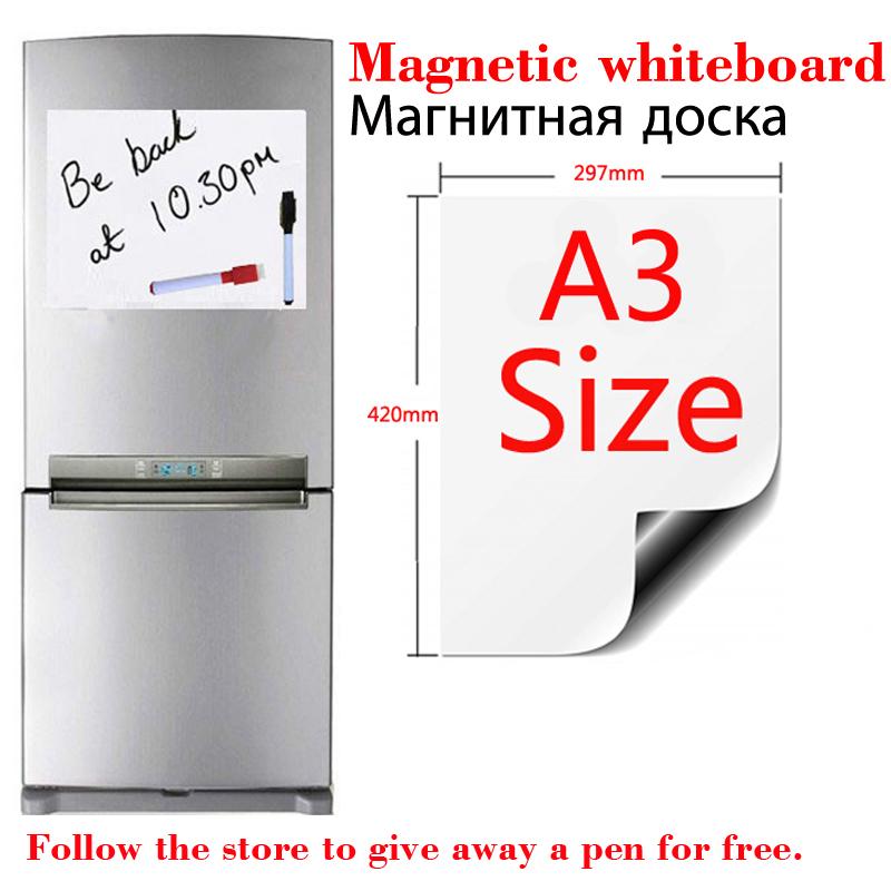 Изображение товара: Магнитная белая доска Размера A3, белая мягкая дом офис кухня гибкая доска, наклейки на холодильник, доска для заметок и сообщений