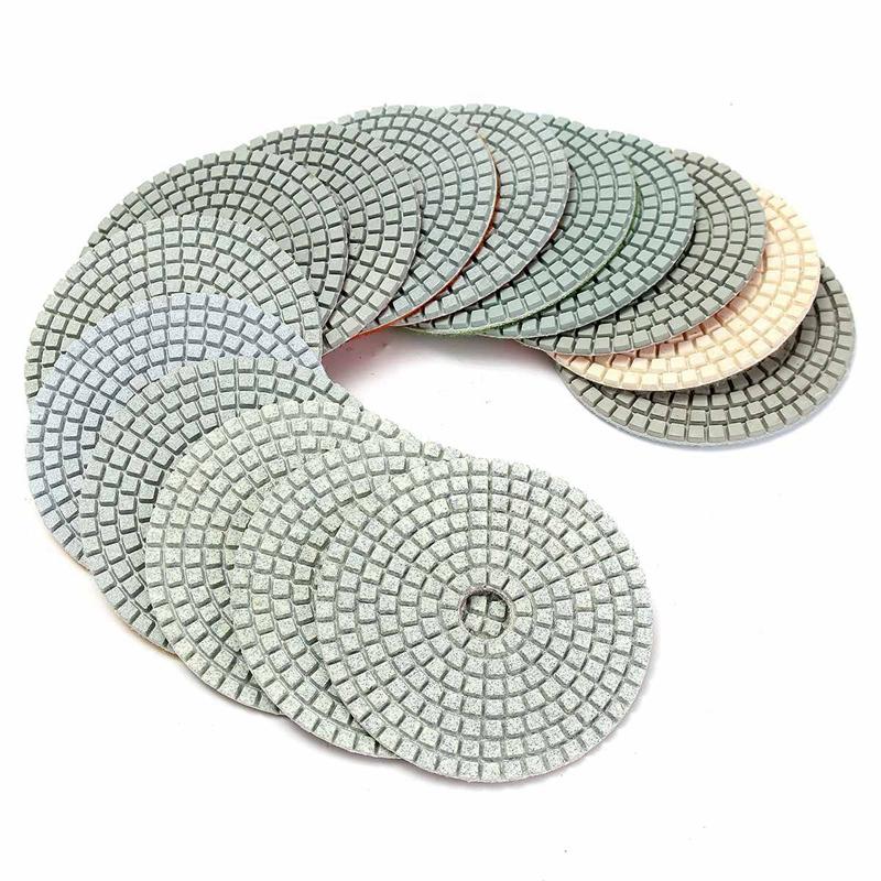 Изображение товара: 16 шт. набор алмазных полировальных подушек 4 дюйма 100 мм для влажной/сухой полировки гранитного камня бетона мрамора шлифовальный набор дисков