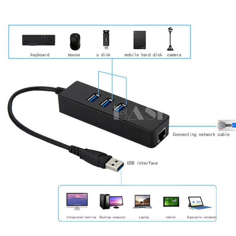 Изображение товара: Basix USB Ethernet адаптер, USB 3,0 сетевая карта к RJ45 Lan для ПК Windows 10 гигабитный RJ45 сетевой адаптер Usb Ethernet