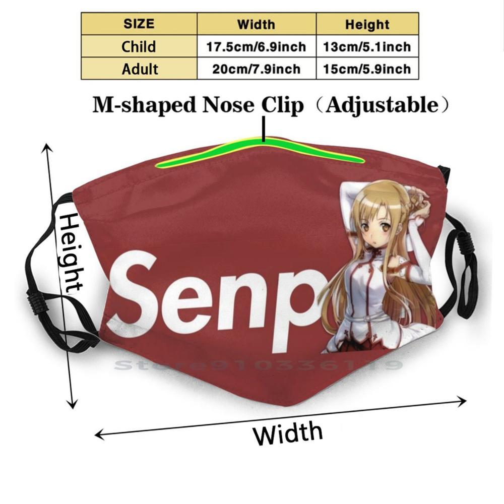 Изображение товара: Многоразовая маска Senpai - Asuna с принтом, фильтрующая маска для лица Pm2.5, детская маска Asuna Sword Art Online, Kirito Waifu Senpai Isekai Lightning