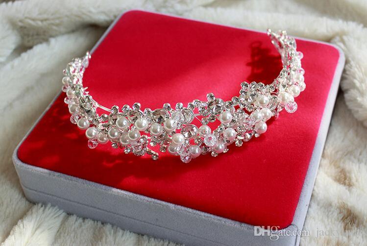 Изображение товара: Korean Styles Wedding Dress Jewelry Accessories Shiny Pearl Diamond Bridal Hair Crown Tiara Headpiece Retail Free Shipping