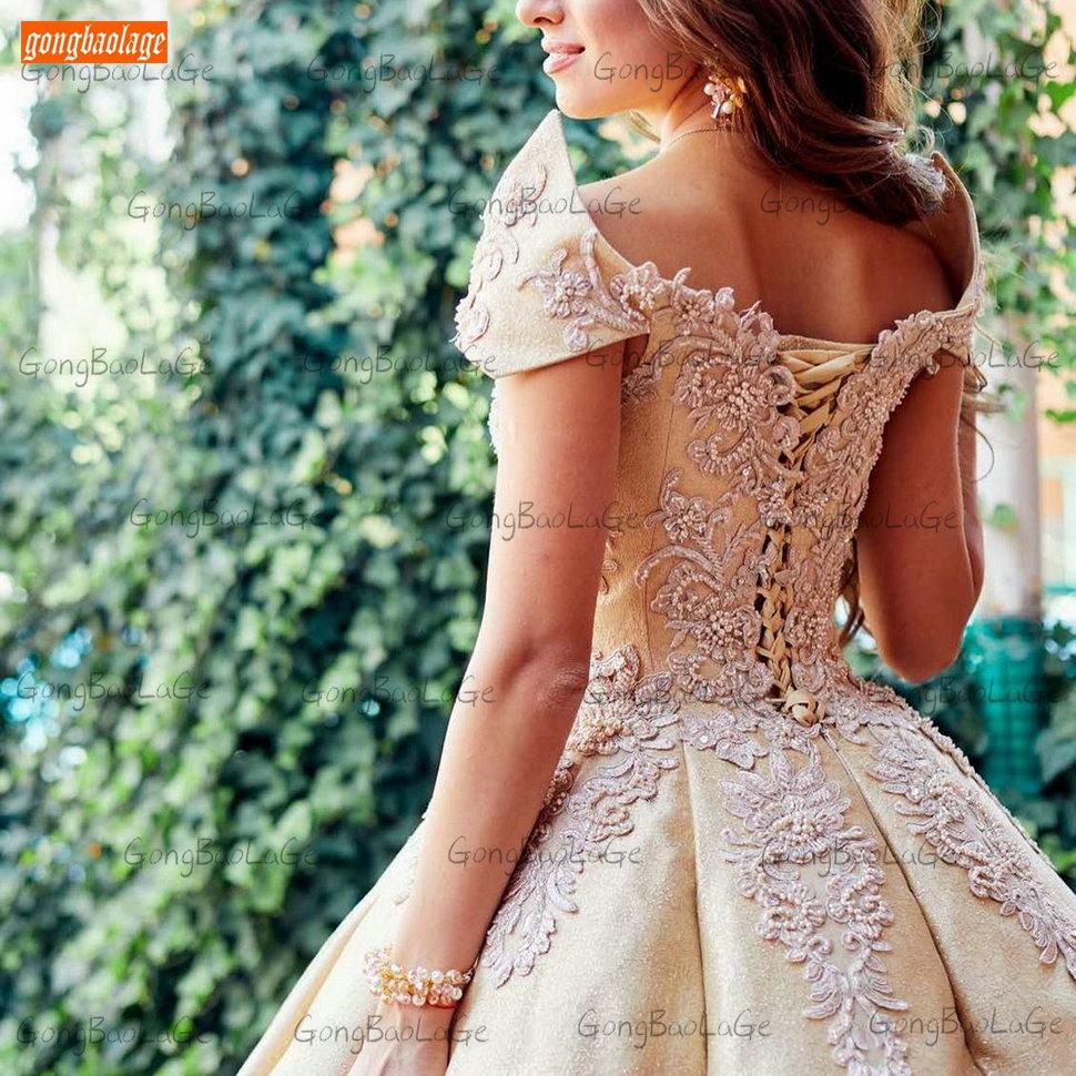 Изображение товара: Женское атласное свадебное платье, длинное платье цвета шампанского, со шнуровкой и бисером, бальное платье невесты, 2020