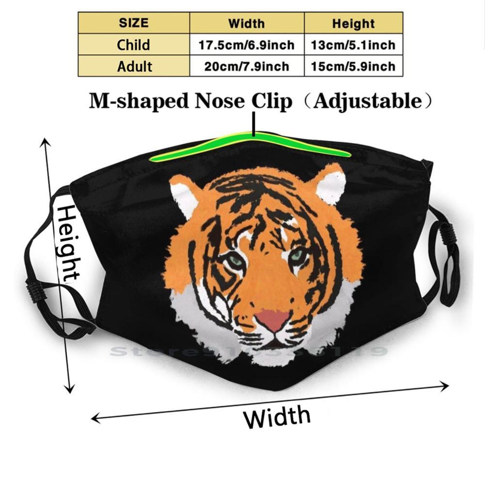 Изображение товара: Маска многоразовая с тигровым принтом, фильтр Pm2.5, для детей, тигры животные, оранжевый, черный, белый, розовый