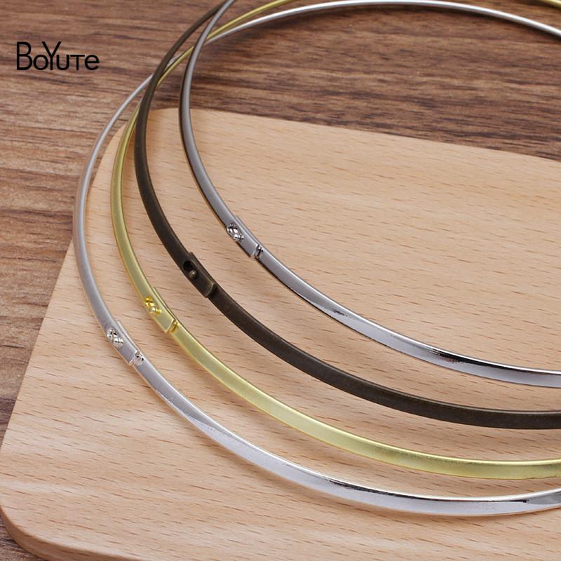 Изображение товара: BoYuTe (5 шт./лот) 130*3,3 мм, металлическое Латунное ожерелье-чокер с двумя отверстиями, «сделай сам», ювелирные аксессуары ручной работы