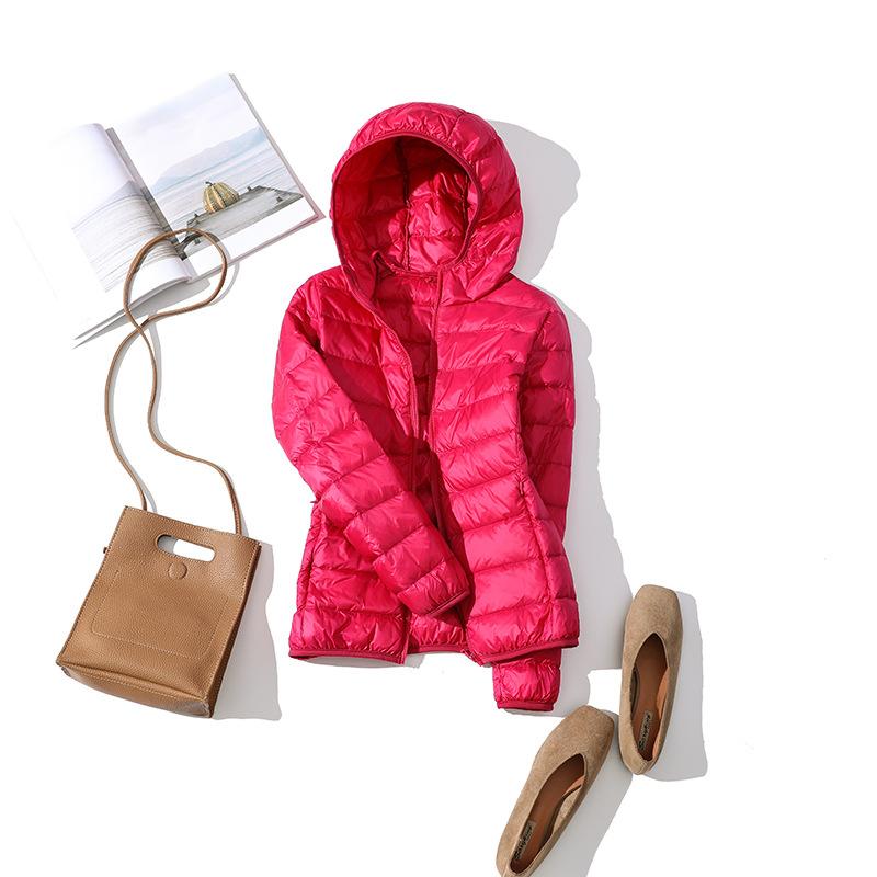 Изображение товара: Женский пуховик с воротником-стойкой, легкая и тонкая куртка в Корейском стиле с капюшоном, теплое пальто