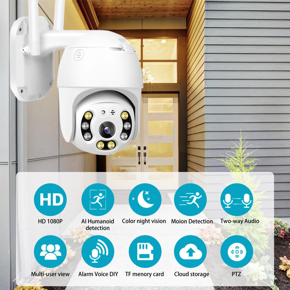 Изображение товара: 1080P FHD WiFi камера наружная PTZ скоростная купольная Беспроводная ip-камера панорамирование наклон Обнаружение движения сетевая камера видеонаблюдения CCTV камера