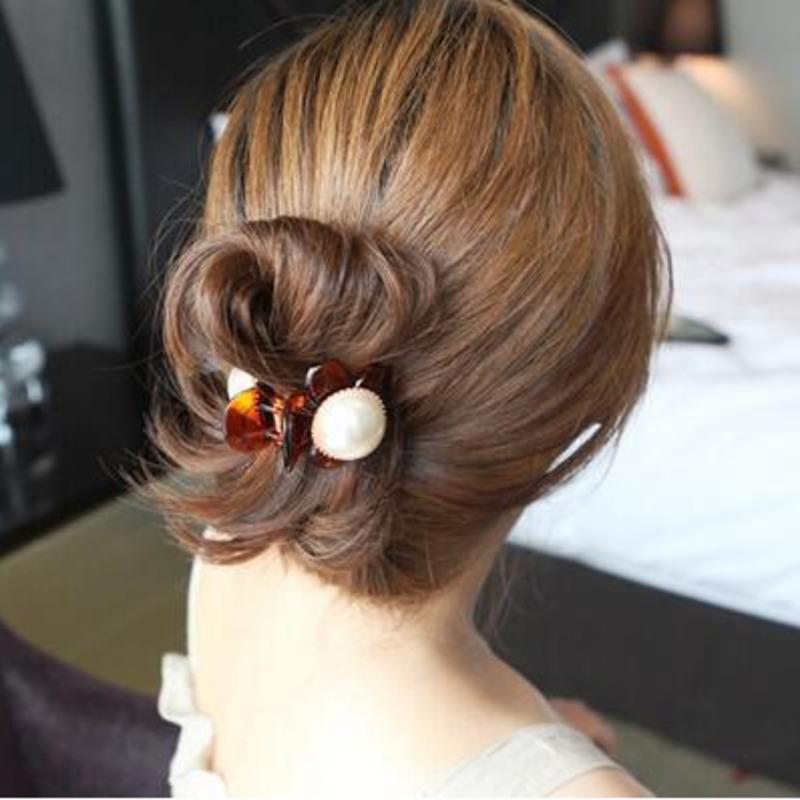 Изображение товара: Заколка-крабик для волос, с жемчугом, Корейская, акриловые зажимы для волос