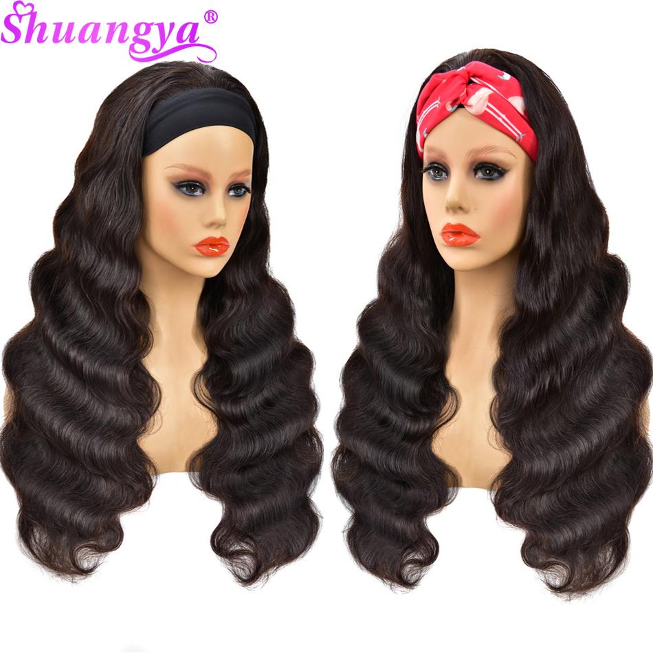 Изображение товара: Парик с головной повязкой, малазийские волосы, прямые человеческие волосы Remy, парики без клея, высокая плотность, волнистый парик с головной повязкой для черных женщин