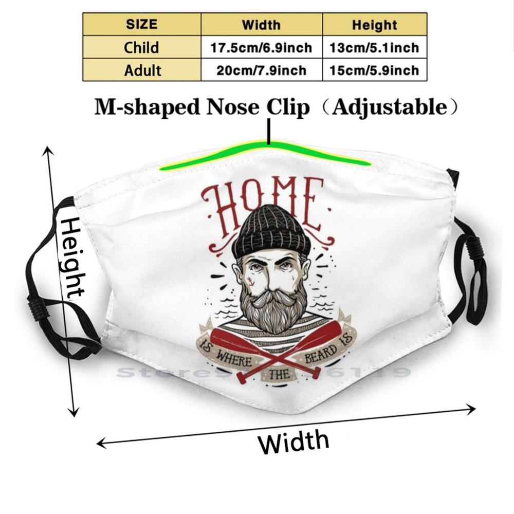 Изображение товара: Маска для лица Pm2.5 с фильтром, многоразовая, с рисунком бороды, для детей дома, рядом с бородой