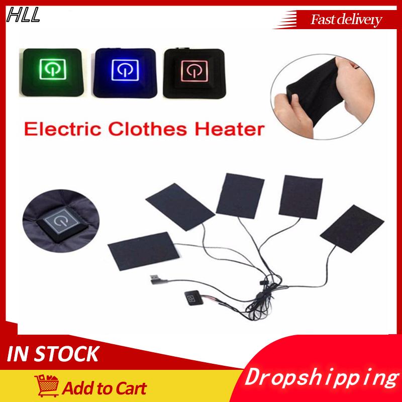 Изображение товара: Нагревательная подушка для одежды 5 в 1, Электрический жилет с USB, куртка, 3 режима, регулируемый нагревательный лист из углеродного волокна, нагреватель, теплый тепловой Новый