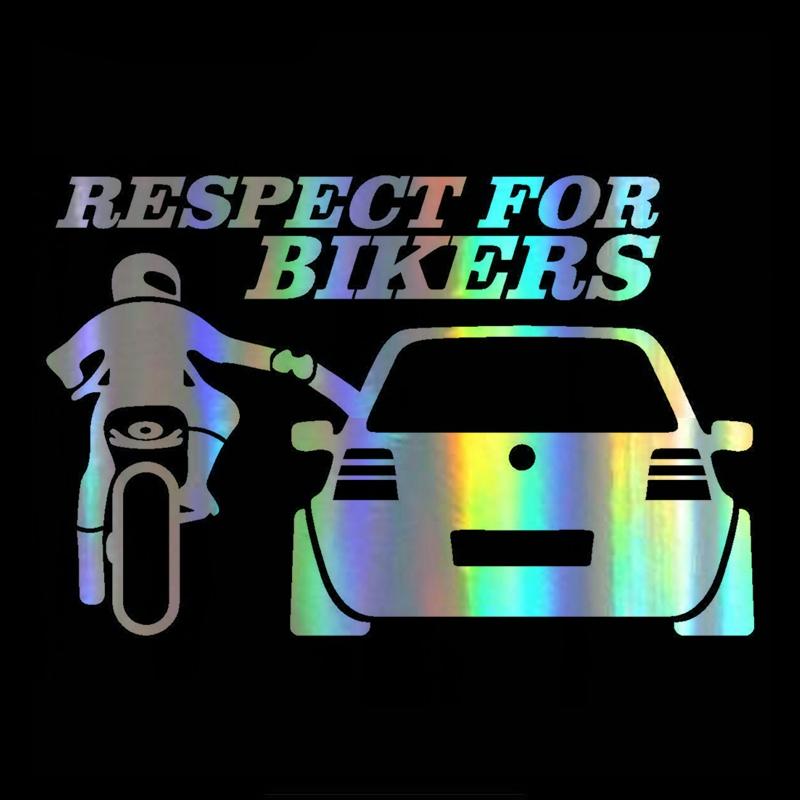 Изображение товара: Автомобильные наклейки 14x19 см, наклейка на машину с уважением для велосипедистов, виниловые Смешные 3D наклейки и наклейки, украшение для стайлинга мотоцикла и автомобиля