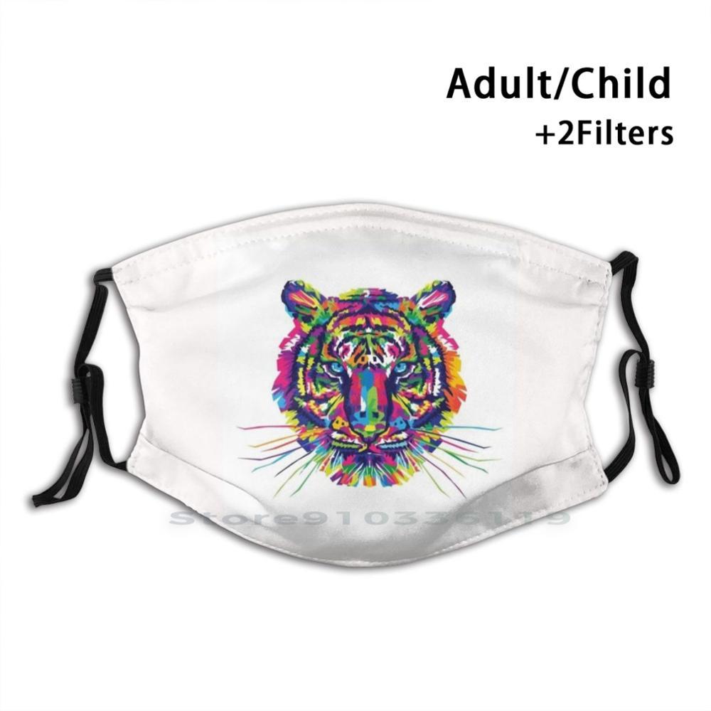 Изображение товара: Многоразовый фильтр Pm2.5 с разноцветным принтом тигра, маска для рта для детей, тигра, диких животных, тигра, короля, тигра, тигра, Чада
