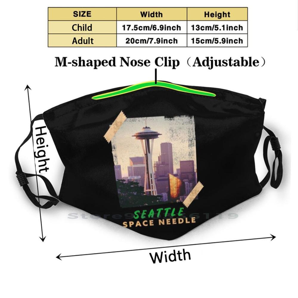 Изображение товара: Seattle Space Needle Print многоразовый Pm2.5 фильтр Сделай Сам маска для рта дети Seattle Usa Space Needle Seattle Space Needle Grungy